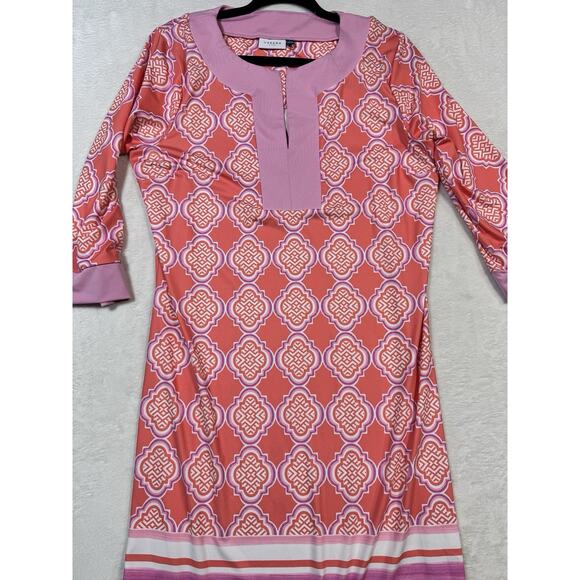 CABANA LIFE Women Coral Geo UPF 50 Tunic Dress Cover up size Medium Good Cond - Picture 5 of 7